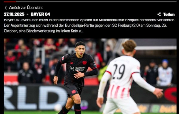 Chính thức: Tiền vệ Ezequiel của Leverkusen dính chấn thương dây chằng đầu gối trái và sẽ phải nghỉ 