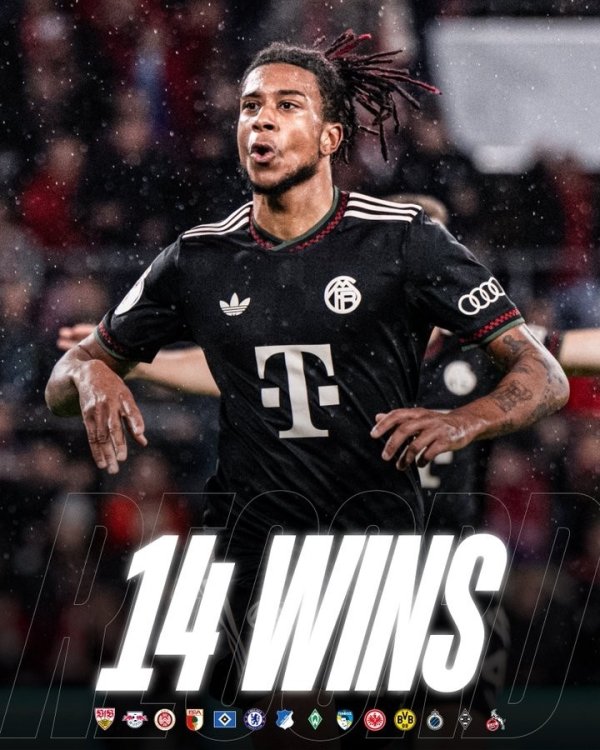 14 trận thắng liên tiếp! Bayern vượt qua 92 Milan để tạo khởi đầu tốt nhất lịch sử 5 giải đấu lớn, r